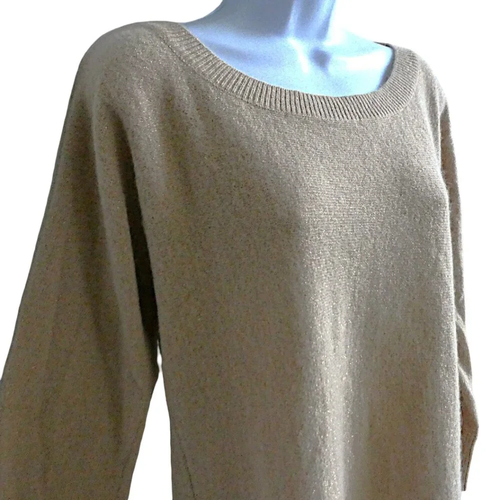 LaMBSWool ANGoRRa Banana Republic Sweater Pullover Beige Ribbed Crewneck XL
